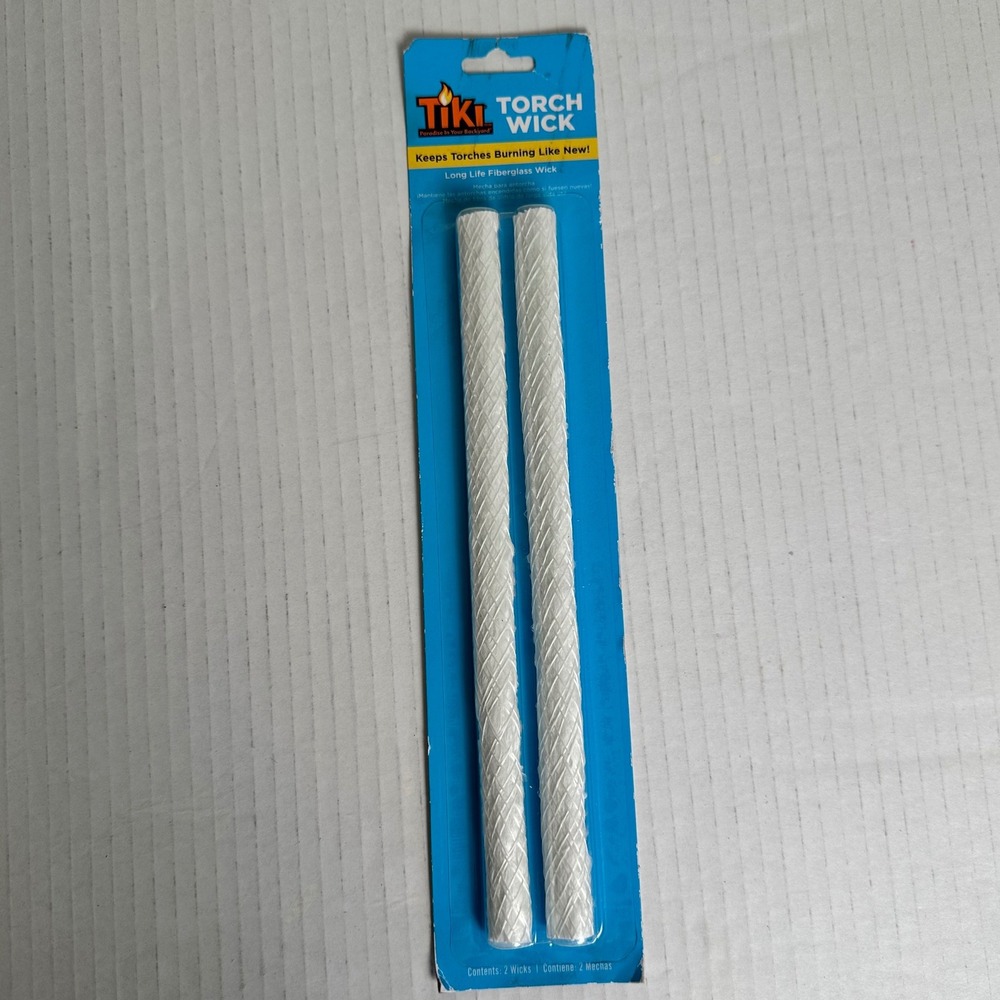 Tiki Brand Torch Wicks 9in Long Life Fiberglass Replacement Pkg of 2 NEW